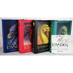 Christopher Paolini Inheritance Cycle 4 Book Set: Eragon, Eldest, Brisingr, Inheritance (Signed)